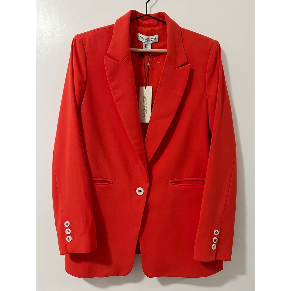 Rachel Zoe Red Single Button Blazer Jacket Women Medium NWT Poppy Notched Lapel